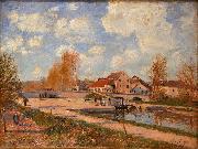 Alfred Sisley The Bourgogne Lock at Moret Spring oil painting reproduction